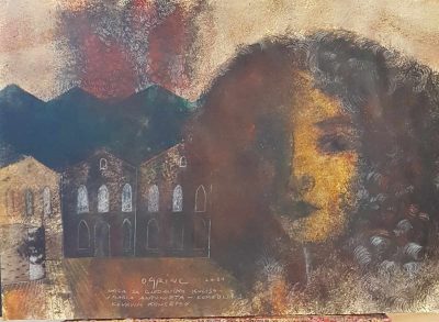 Maria Antonietta - akril, kreda papir 50x70 cm, 2021